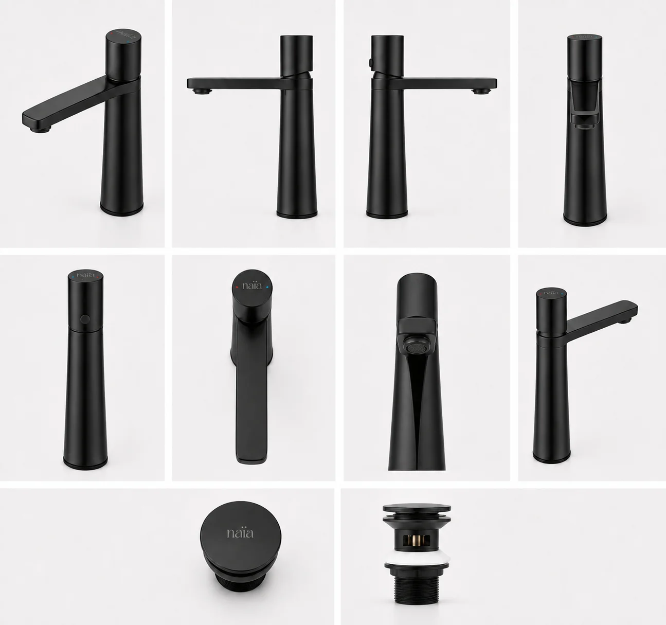 Lian in Matte Black: front, side and detail studio views