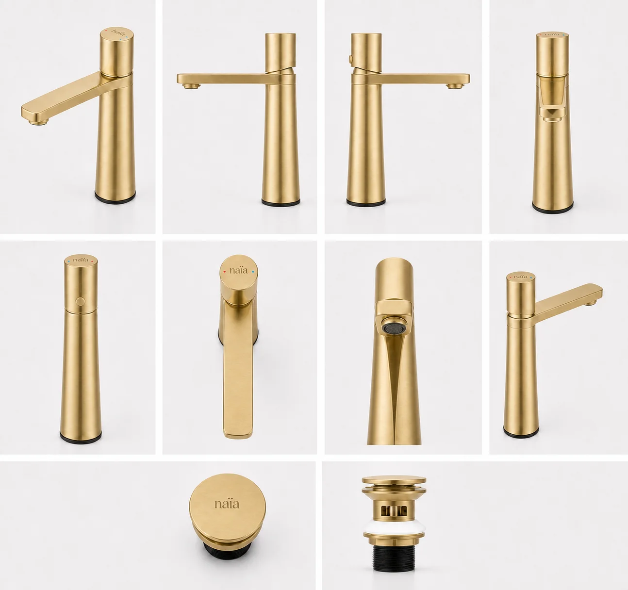 Lian in Brushed Gold: front, side and detail studio views